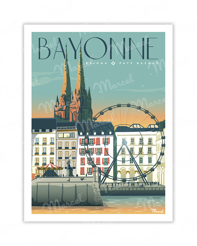 Carte Postale BAYONNE "Place du Réduit" A5