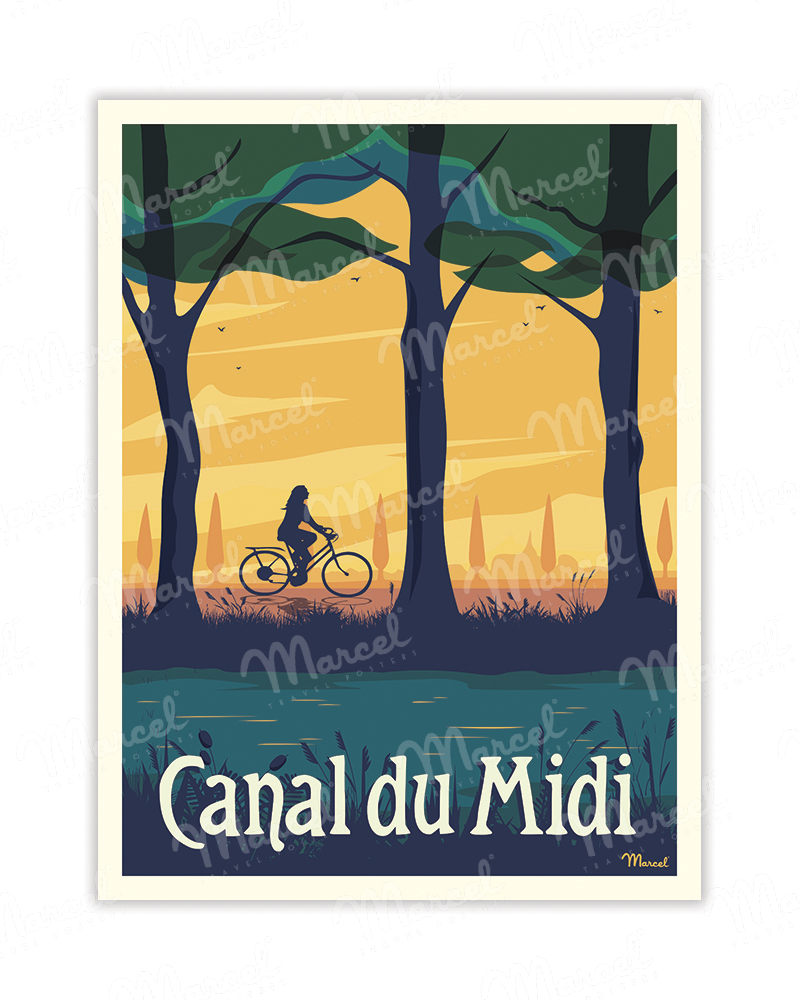 Carte Postale CANAL DU MIDI "Vélo" A5