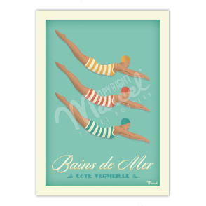 Affiche BAINS DE MER " Côte Vermeille "