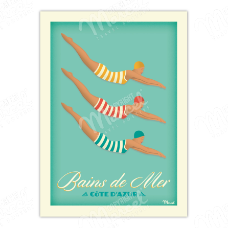 Poster BAINS DE MER "Côte Altlantique"