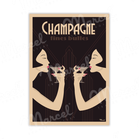 Carte Postale Champagne "Fines Bulles" A5