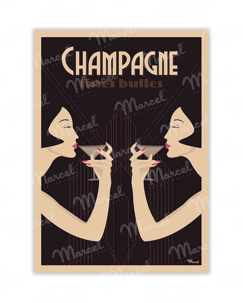 Carte Postale Champagne "Fines Bulles" A5