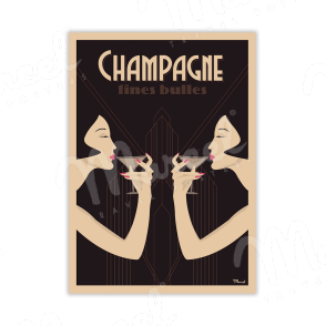 Carte Postale Champagne "Fines Bulles" A5