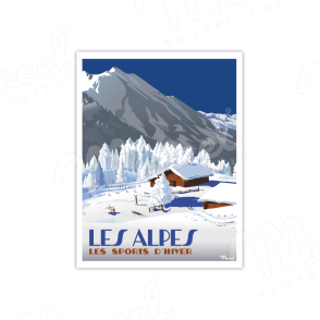 Affiche LES ALPES "Chalets d'altitude"