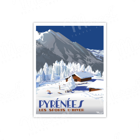 Affiche LES PYRÉNÉES "Chalets d'altitude"