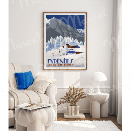 Affiche LES PYRÉNÉES "Chalets d'altitude"