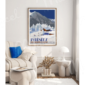 Affiche LES PYRÉNÉES "Chalets d'altitude"