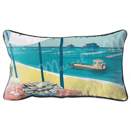 Coussin BASSIN D'ARCACHON "Cabanes et Huitres"