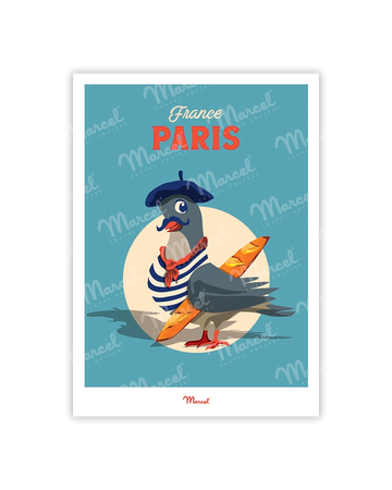 Travel Color PARIS "Pigeon" postcard