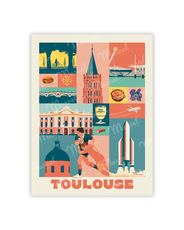 Carte Postale City Color TOULOUSE