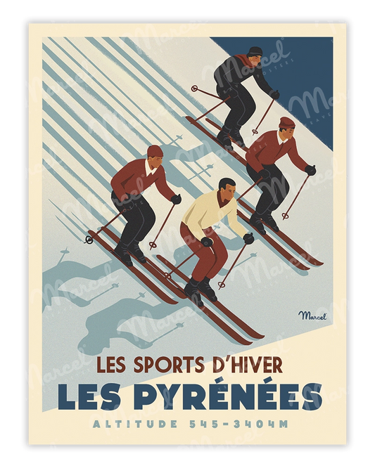 Affiche PYRÉNÉES "Ski Altitude"