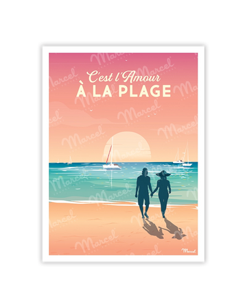 Carte Postale "C'est l'amour à la plage"
