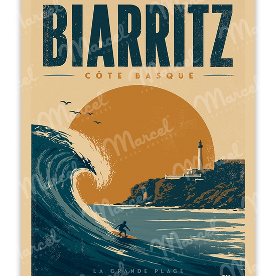 Affiche BIARRITZ "Surf la Grande Plage"
