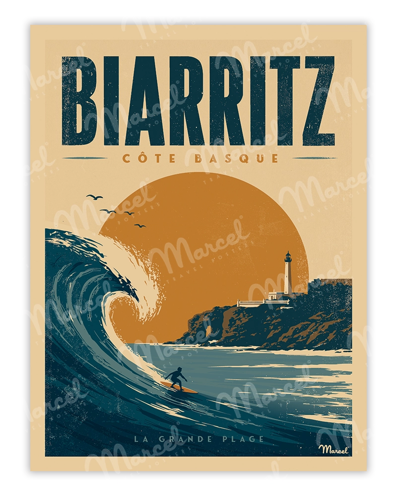 Affiche BIARRITZ "Surf la Grande Plage"
