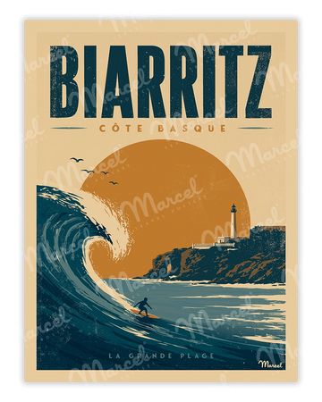 Affiche BIARRITZ "Surf la Grande Plage"