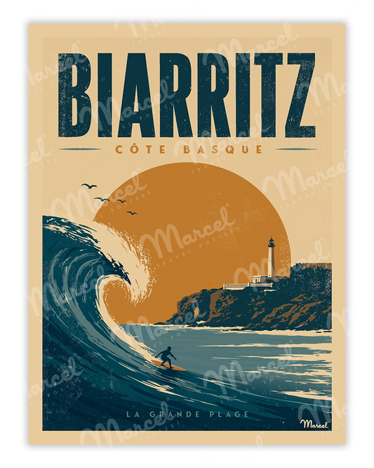 Affiche BIARRITZ "Surf la Grande Plage"