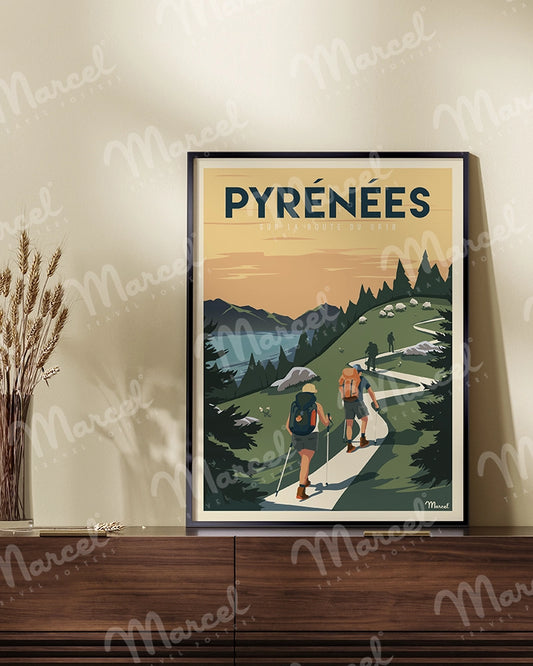 Affiche PYRÉNÉES "Sur la route du GR10"