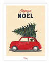 Affiche Travel Color "Voiture et Sapin de Noël"