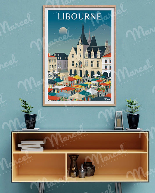 Affiche LIBOURNE "Place du Marché"