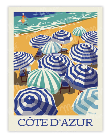 Affiche CÔTE D’AZUR "Les Parasols"