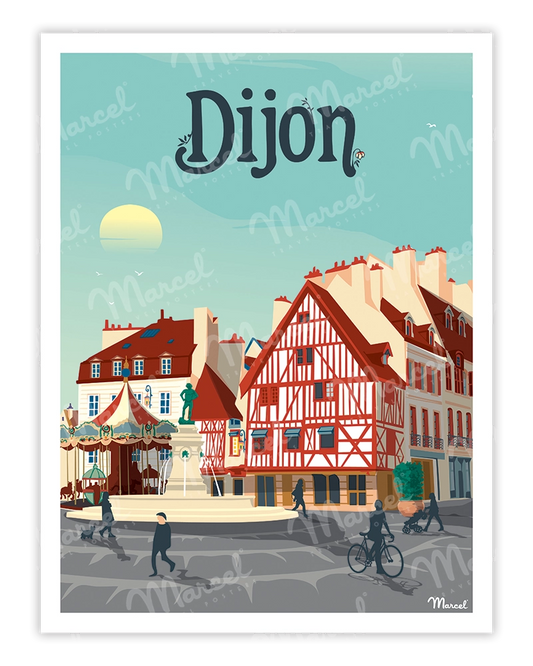 Affiche DIJON "Place du Marché"