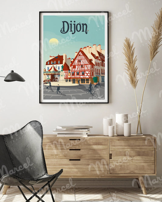 Affiche DIJON "Place du Marché"