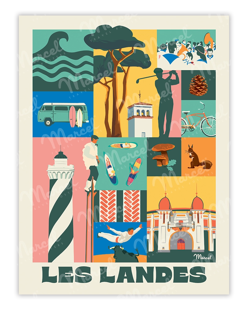 une affiche avec tous les symboles des Landes