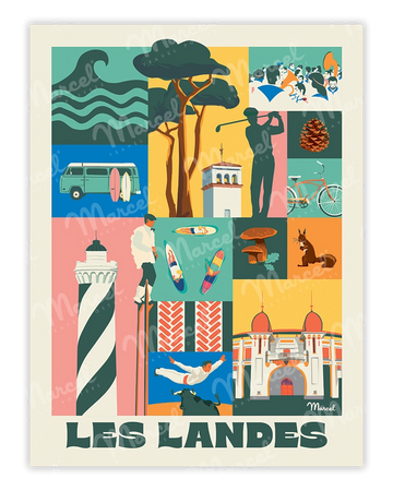 une affiche avec tous les symboles des Landes