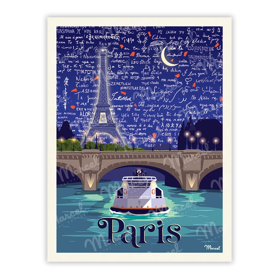 Carte Postale Marcel x Mur des Je t'aime PARIS "Balade sur la Seine"