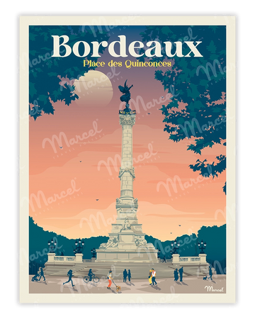 Affiche BORDEAUX "Place des Quinconces"