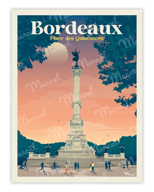 Affiche BORDEAUX "Place des Quinconces"