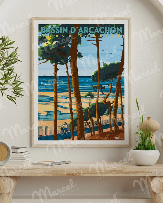 Affiche BASSIN D'ARCACHON "Plage Pereire"