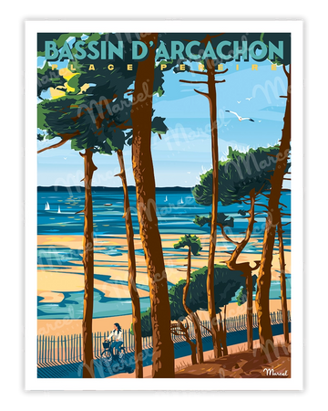 Affiche BASSIN D'ARCACHON "Plage Pereire"