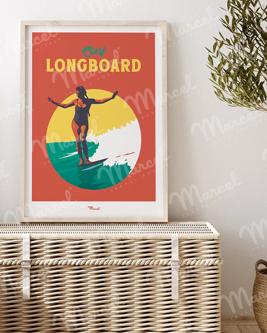 Affiche Travel Color "Longboard"