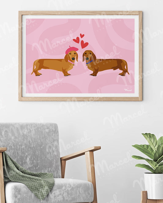 Affiche "Couple Teckels"