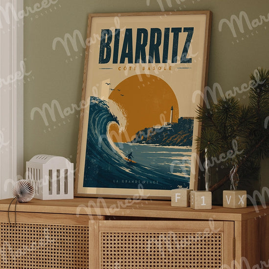 Affiche BIARRITZ "Surf la Grande Plage"