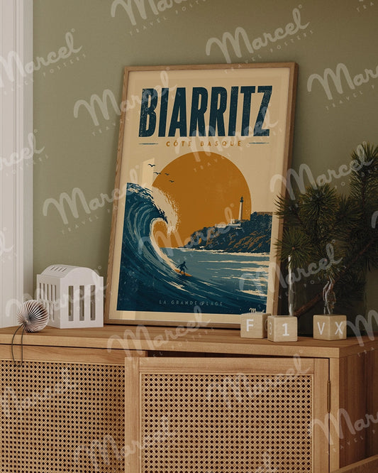 Affiche BIARRITZ "Surf la Grande Plage"