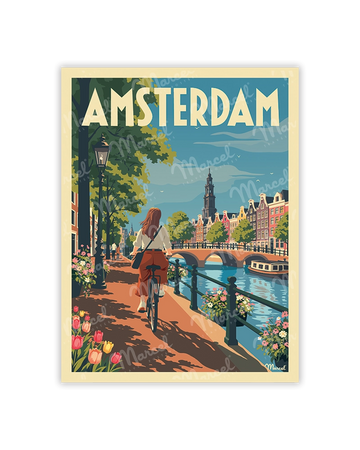 Carte Postale AMSTERDAM fille vélo