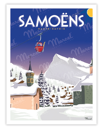 Samoens Sticker Affiche Vintage SAMOËNS - Marcel Travel Posters