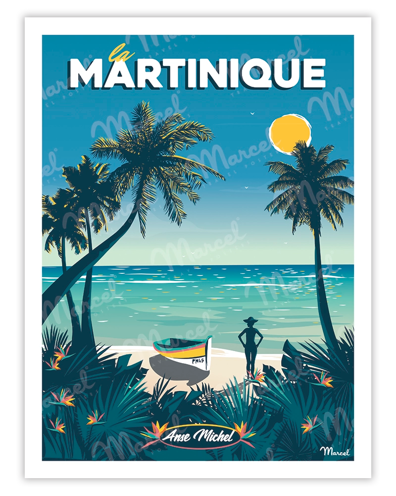 Vintage Poster MARTINIQUE Anse Michel Marcel Travel Posters Vintage Poster MARTINIQUE Anse Michel Marcel Travel Posters