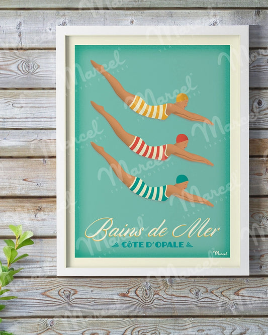 Affiche BAINS DE MER "Côte d'Opale"