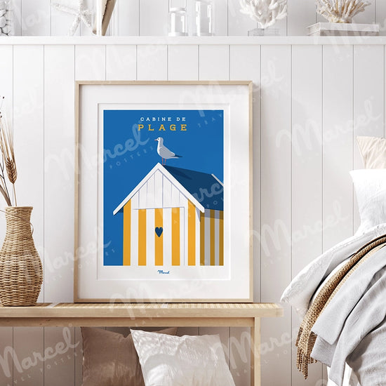 Affiche Travel Color "Cabine de Plage Jaune"