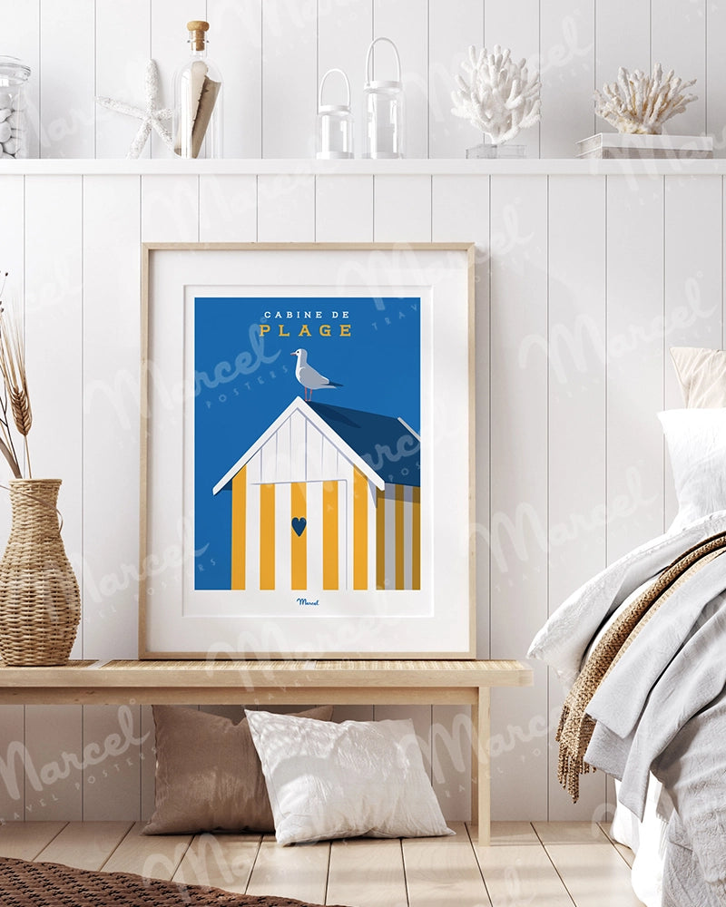 Affiche Travel Color "Cabine de Plage Jaune"
