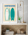 Affiche Travel Color "Surfboards verts"
