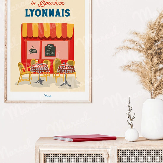 Affiche Travel Color LYON "Terrasse de bouchon Lyonnais"