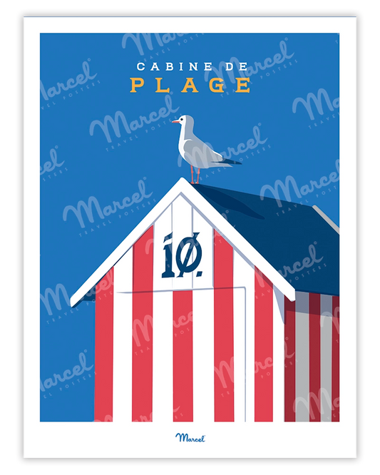 Affiche Travel Color "Cabine de Plage d'Oléron"