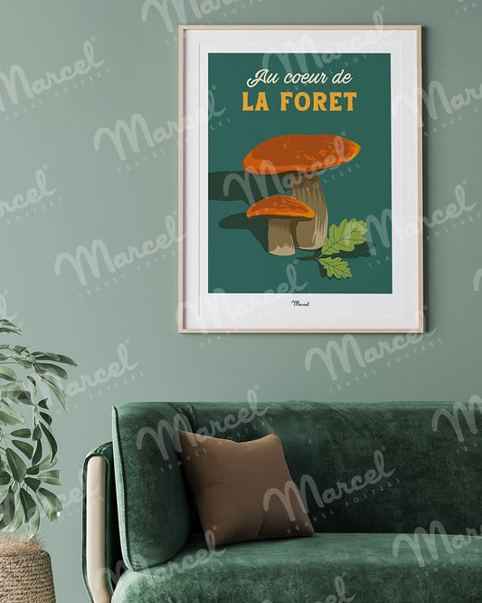 Affiche Travel Color "Champignon au coeur de la forêt"