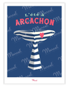 Travel Color Poster "Whale in Summer in Arcachon"