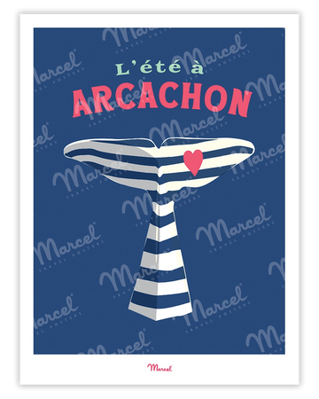 Travel Color Poster "Whale in Summer in Arcachon"