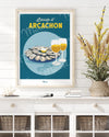 Affiche Travel Color ARCACHON "Huitres et Vin blanc"